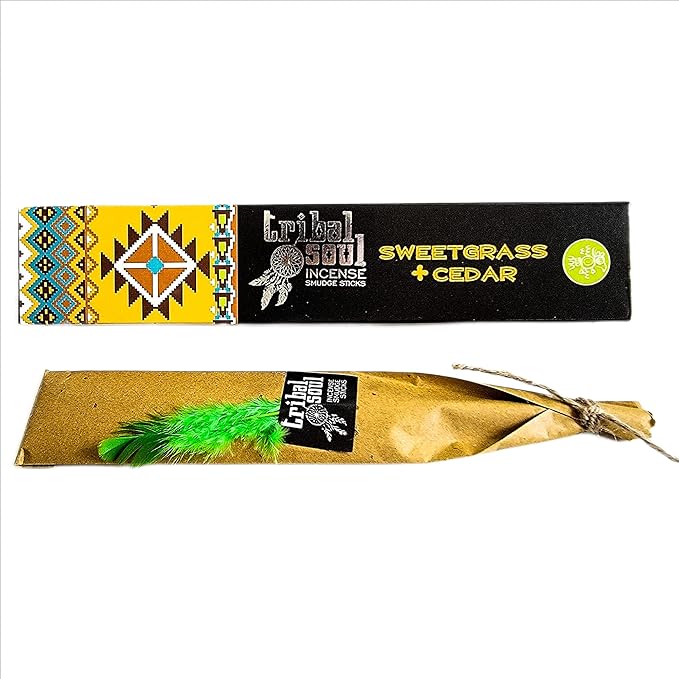 Tribal Soul Incense Smudge Sticks - Premium Incense - 90 Grams (Sweetgrass + Cedar)