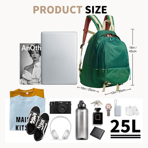 MUHUASHI Casual Canvas Backpack for Women Large Capacity Vintage Campus Daypack and Travel Backpack (Green)