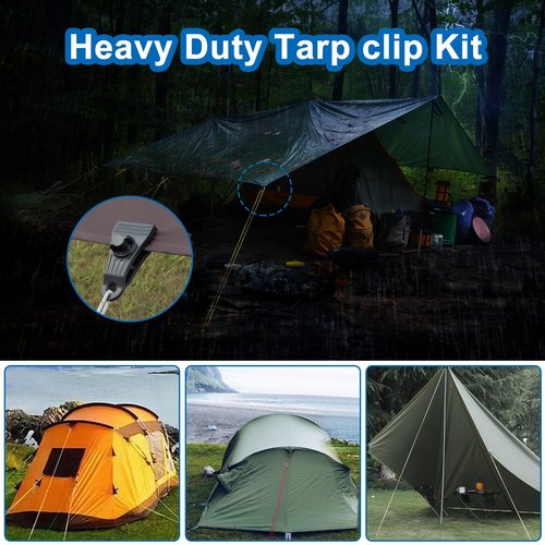 Upgrade Large Tarp Clips Heavy Duty Lock Grip - Total 24 PCS Tarp Clamps Thumb Screw Tent Fasteners with Carabiner for Camping Awnings Caravan Canopies Car Truck Swimming Pool Boat Cover Clips