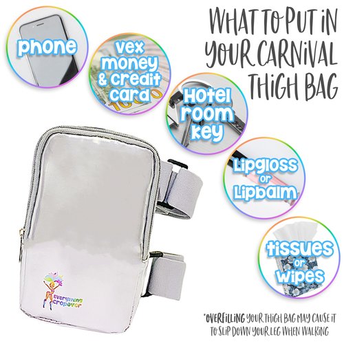 3-IN-1 Thigh Bag Fanny Pack Crossbody Bag | Carnival Leg Harness for Women | Holographic Waist Bag | Rave Leg Pack with Buckles | Black