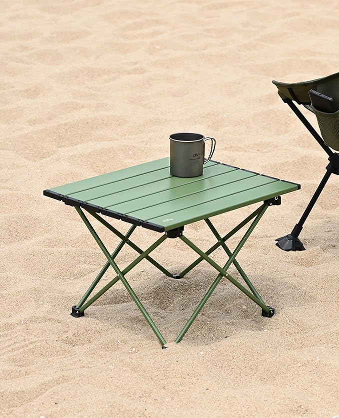 iClimb Ultralight Compact Camping Folding Table with Carry Bag (Green - L)