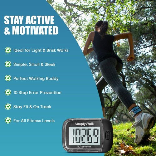 Simple Pedometer for Walking, Step Counter with Large Display, for Women Men Kids Seniors