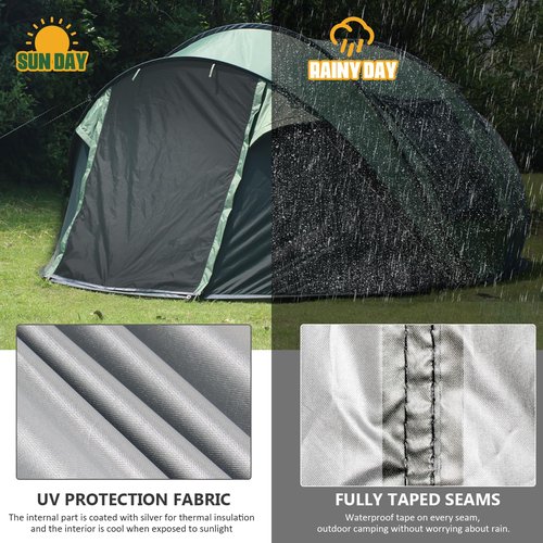 WYDHven Pop Up Tents for Camping, 4 Person Camping Tent with Extra Storage, UV Protection Waterproof Tent Fully Taped Seams, 2 Doors Easy Pop Up Tent for Camping, Hiking and Traveling