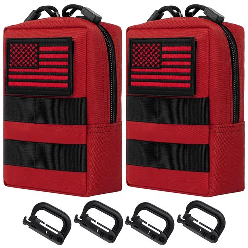 bvya Tactical Molle Pouch Multi-Purpose Compact Waist Pack Water-Resistant Small Utility EDC Pouch with Flag Patch for Molle Backpack