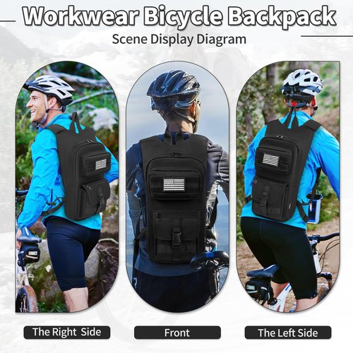 LASUK Hydration Backpack, Tactical Molle Water with 2L TPU Water Bladder, for Men Women Lightweight Water Backpack, Hydration Pack for Hiking, Biking, Climbing and Hunting, Black