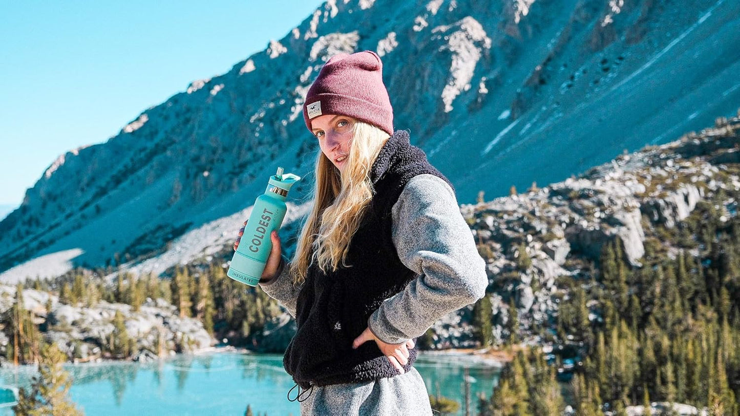 The Coldest Water Insulated Standard Mouth Size 2.0 - Hydro Sports Straw Cap Flip Top Lid - Multi-Compatible with Standard Flask Mouth Size Stainless Steel Water Bottles