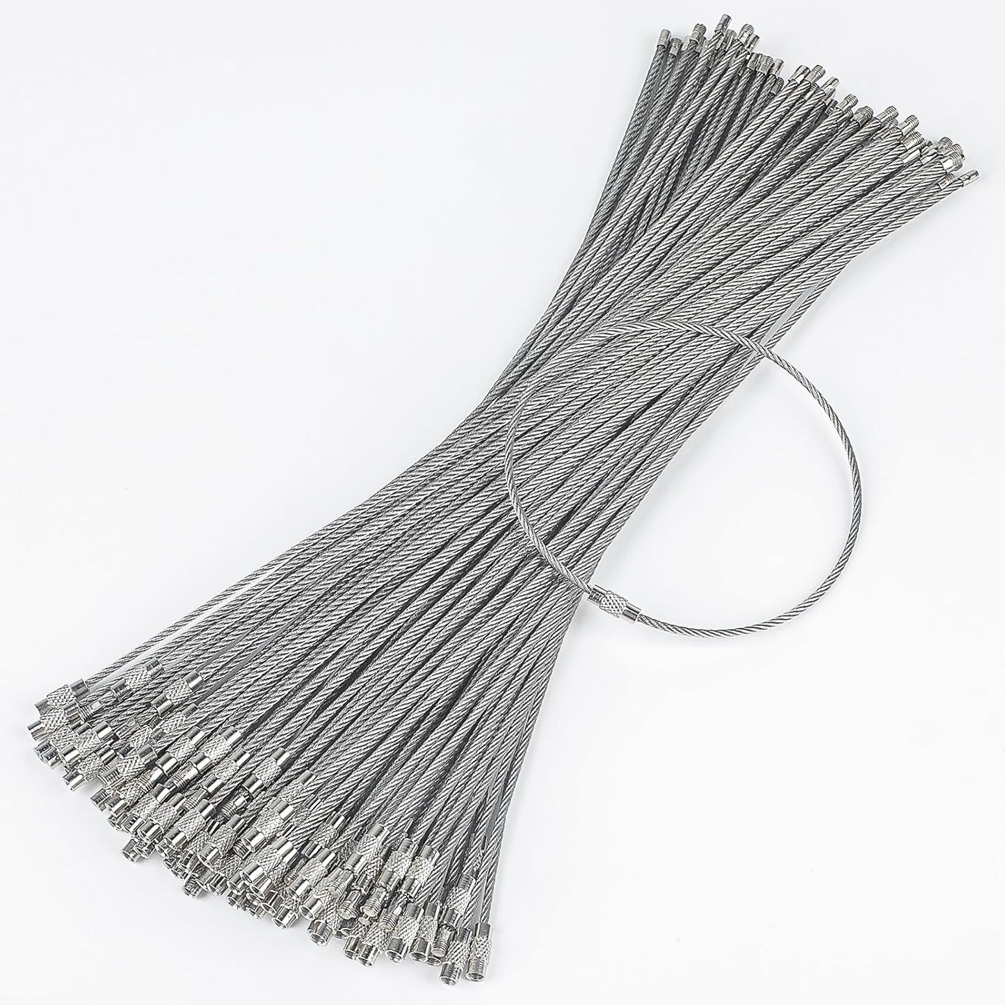 Pawfly 5 Inch/10 Inch Wire Keychain Cable Large Stainless Steel Key Ring Loop Holder, 20/50/100 Pack