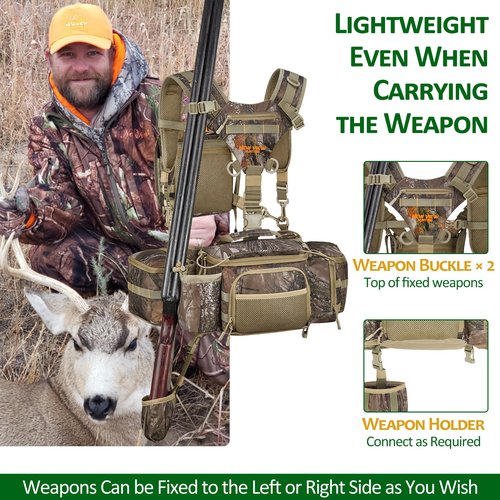 NEW VIEW Hunting Fanny Waist Pack for Men, Camo Bag for Hunter, Backpack with Rifle, Shotgun, and Bow Holder (fannys & chest packs)