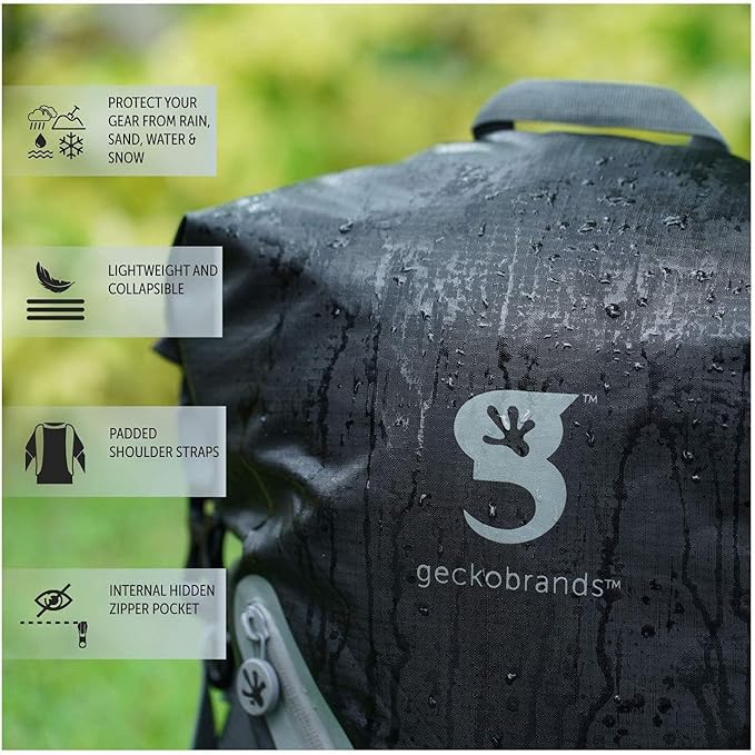 geckobrands Lightweight 30L Waterproof Backpack - Lightweight Watertight Outdoor Bag Hiking Traveling Light Water Activities