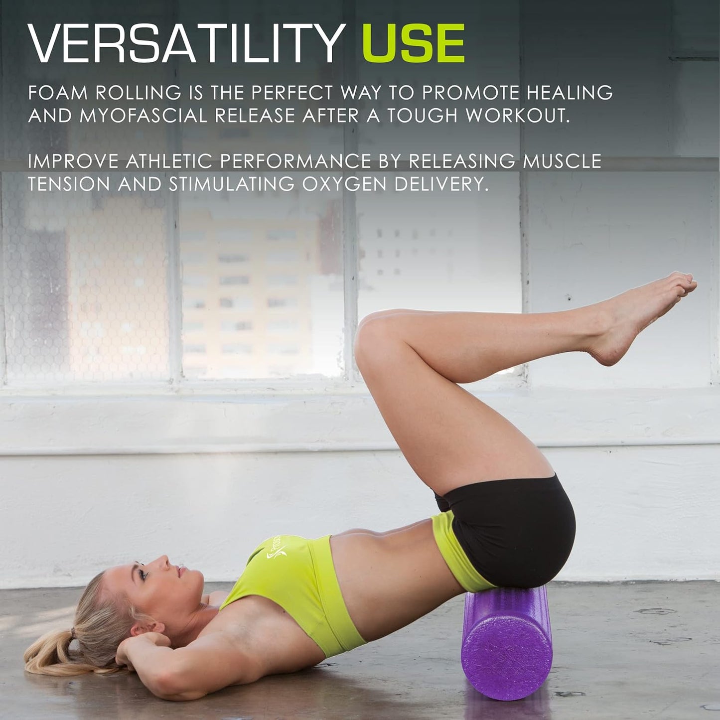 ProsourceFit High Density Foam Rollers 36 - inches Long, Firm Full Body Athletic Massage Tool for Back Stretching, Yoga, Pilates, Post Workout Muscle Recuperation, Black