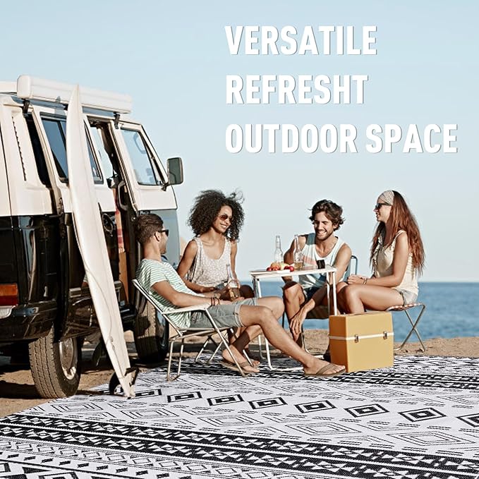 WILDROOTS 5'x8' Outdoor Plastic Rug for Patio Clearance, Waterproof Mat, Reversible Plastic Camping Rugs, RV, Porch, Deck, Camper, Balcony, Backyard