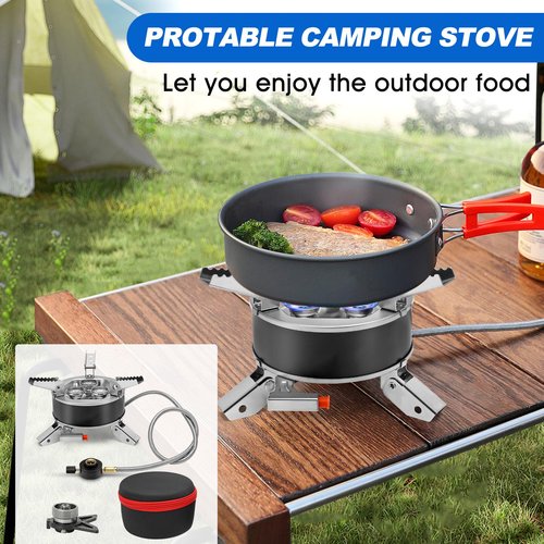 Camping Windproof Stove with Piezo Ignition Flame Regulator 6800W Portable Foldable Camping Windproof Gas for Outdoor