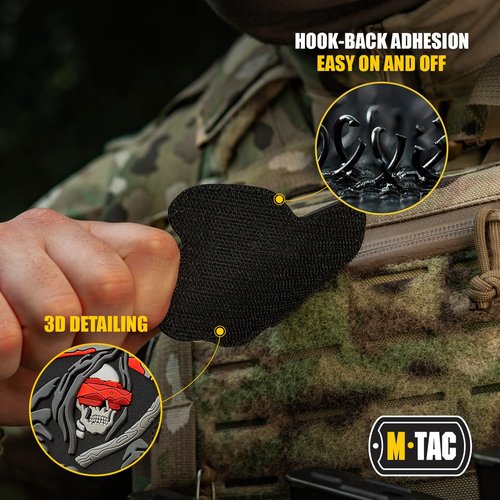 M-Tac Morale Patches 3D PVC - Tactical Patches for Vest, Backpacks, Hats Us Army Skull Patch -Tactical Patch Military Hook Fasteners FPV Operator (Black)