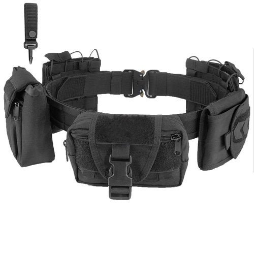 ZGJINLONG Tactical Battle Police Duty belt - 7 in 1 Combat Law Enforcement System Utility Military Belt Molle Accessories Pouches Set