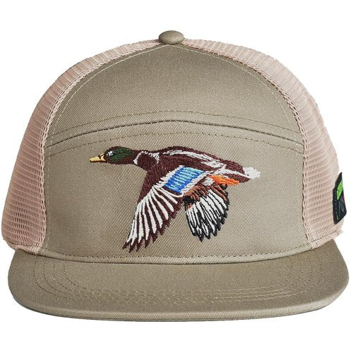 EDTREK Outdoorsman Pro 7-Panel Flat Brim Snapback Hat - Drake Mallard - Wood Ash
