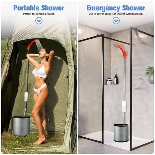 SPACEREST Portable Shower for Camping, Outdoor Electric Shower Rechargeable Battery with LED Light, Showers Pump for Camping, Hiking, Traveling, Car Washing, Pet Bath
