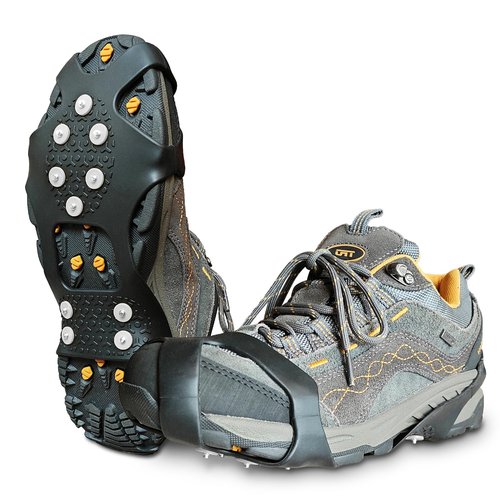 ice Spikes for Shoes - Enhanced Walk Traction Ice Cleat Spikes Crampons with 10 Upgraded Firm Nail Spikes - Stretchable Snow Grips for Secure Footwear Traction During Winter Activities (X-Large)