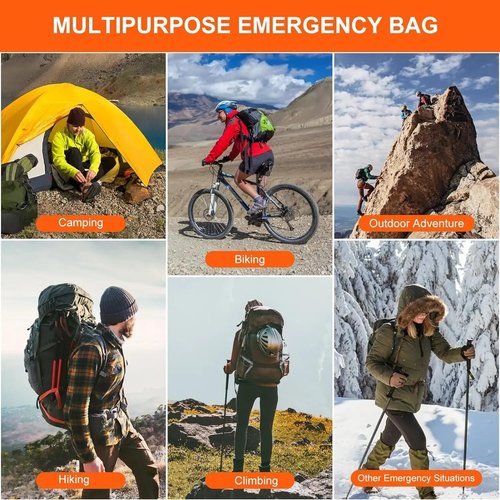 Emergency Sleeping Bags 2 Pack for Survival. Emergency Thermal Blanket Survival Gear Bivy Sack. Survival Bag. Emergency Go Bag Supplies. Cold Weather Protection from Exposure
