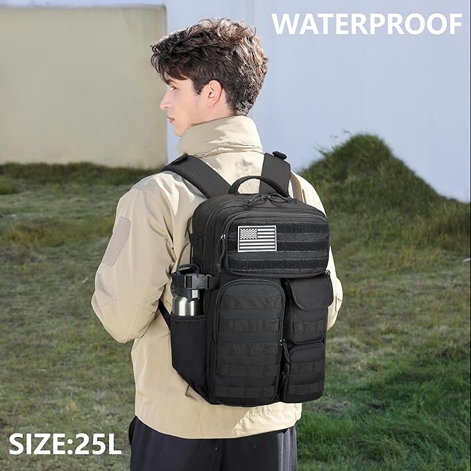 Wotony Men's Tactical Backpack - Military waterproof backpack with multiple pockets and tactical gear for the outdoors