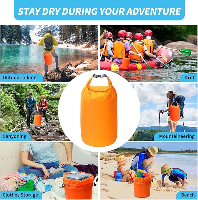 Dry Bag Set, Waterproof Small Lightweight Dry Bags for Paddle Board Kayaking, Fishing, Camping (Orange, 40L 2Pack)