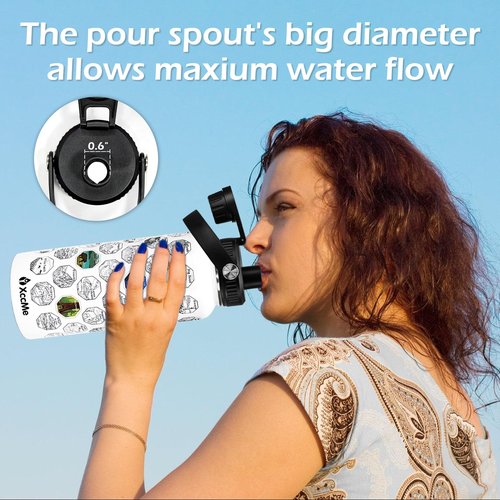 XccMe Spout Lid for Hydro Flask Wide Mouth with Flexible Handle,Chug lid for Hydro Flask 12,18,20,32,40 oz,Replacment lids for Most Wide Mouth Sports Water Bottles,Easy to Carry and Leakproof (1PACK)