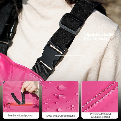 Ghosthorn Chest Waders for Kids Youth Fishing Waders Waterproof Hunting Waders with Boots Nylon Waders for Toddler Children (Pink, 8/9)
