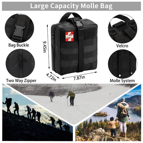 GPUSFAK Emergency Survival Kit, 144pcs Survival Gear with Molle Pouch for Camping Hiking for Men