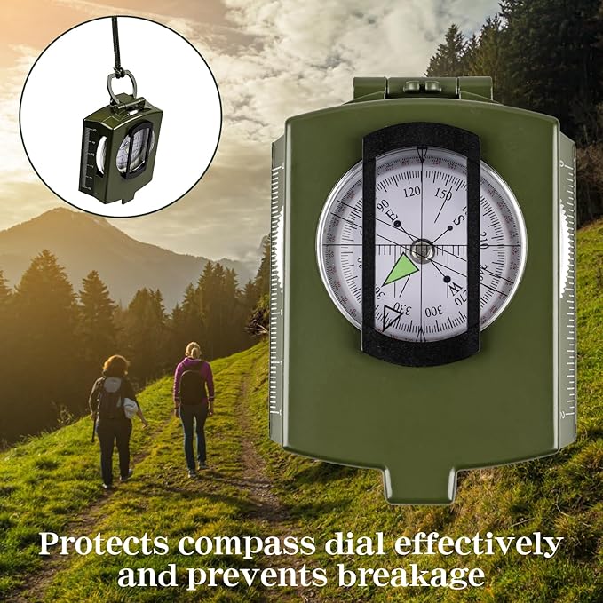 Compasses，Hiking Compass for Survival with ，Compass Survival，Waterproof Durable and Pocket-SizedTactical Survival Compass with Lanyard，Climbing Biking Exploring Geology, Outdoor Activities