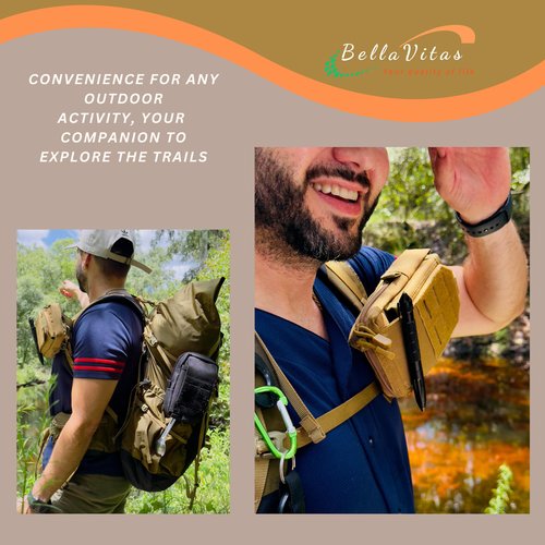 BellaVitas Tactical Molle Pouch Small Notebook Cover EDC Utility Bag Tool Pouch Phone Pouch Holder with US Flag Patch