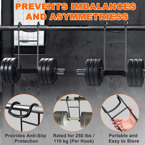 EWEGERT Dumbbell Spotter Hooks Hanger, 250 lbs Load Capacity Heavy Power Dumbbells Rack Attachments for Dumbbell Bench Press with Wrist Straps, Pairs