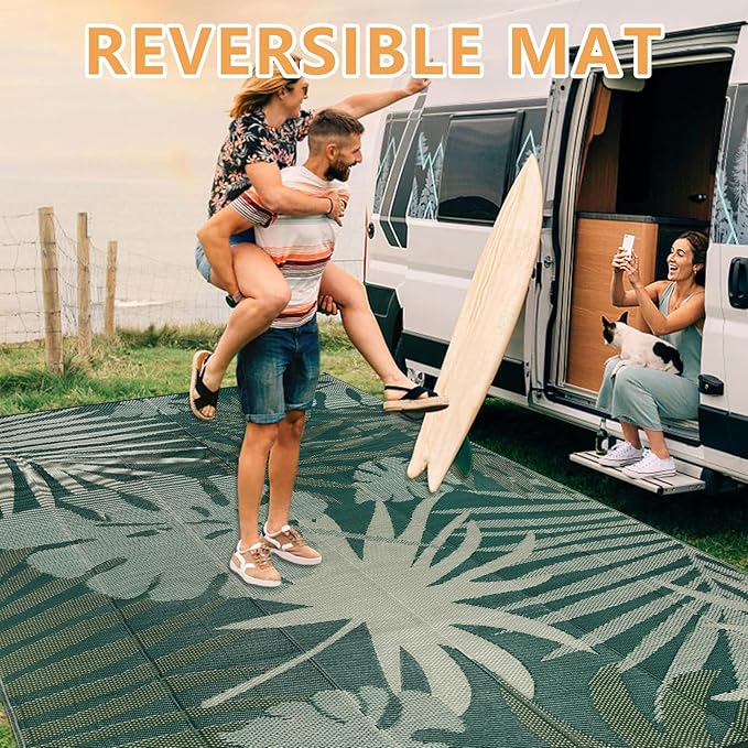 Homcomoda Outdoor Rugs 6’x9’ Waterproof Reversible Patio Rugs Outdoor Clearance Lightweight Outdoor Rugs Portable RV Camping Mats for Tents Deck Porch BBQ Beach Backyard