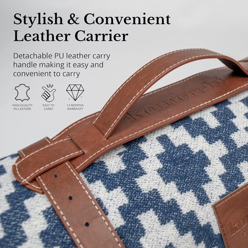 Komorebi Extra Large Picnic Blanket - 78” x 59” – Waterproof Outdoor Blanket, Foldable & Portable Sandproof Beach Blanket – Grey Travel Mat with Faux Wool & Carry Handle