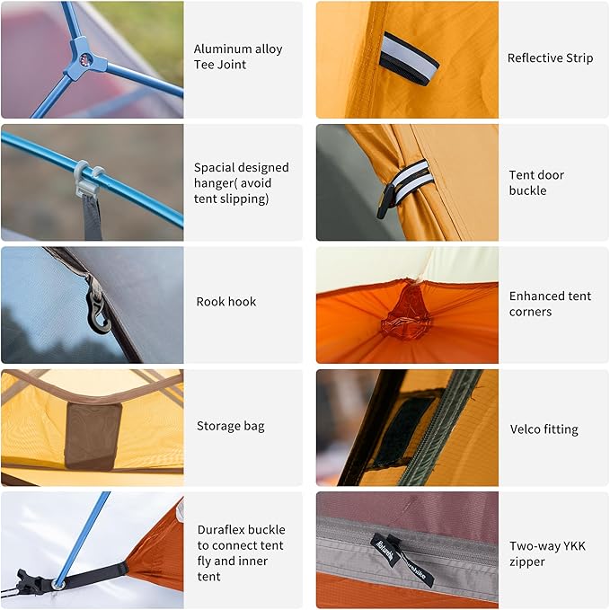 Naturehike Cloud-Up 1 Person Tent, Lightweight Backpacking Tents for One Man, Waterproof Ultralight One Person Tent for Camping Hiking Backpacking