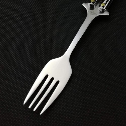 Butterfly Fork and Spoon Set for Hunting, Camping and Hiking Purposes. (Silver)