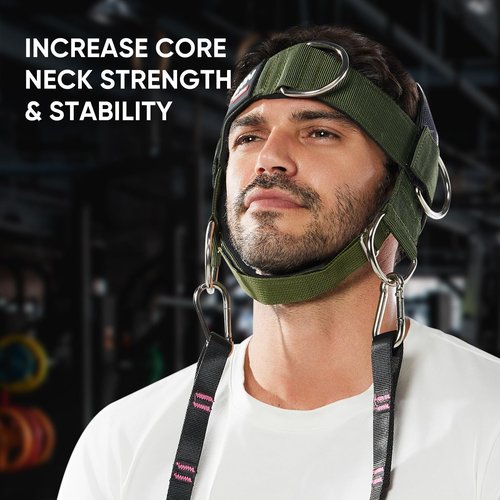 【GurZinn】 Neck Harness Trainer - Adjustable 40" (100cm) Heavy Duty Rope & Neoprene Padding | Improve Neck Strength & Reduce Neck Pain | Gym & Home Use