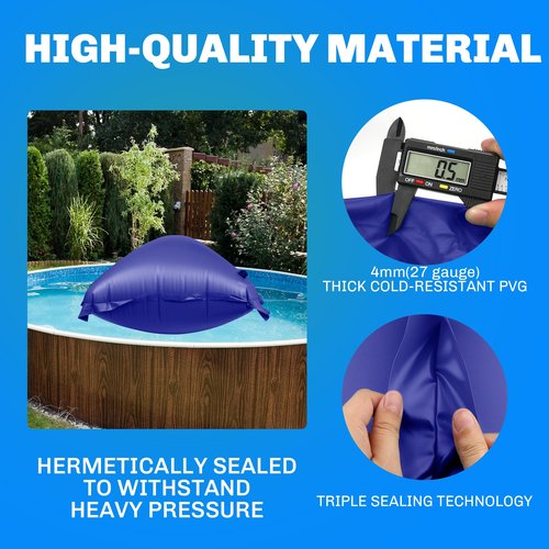 CACSPS Pool Pillow for for Above Ground Pools, 4x8 Ft Pool Air Pillow for Closing Winter Pool Winterizing Kit for Ground Pool, 0.5mm PVC Material, 2X 16.5Ft Rope (Blue)