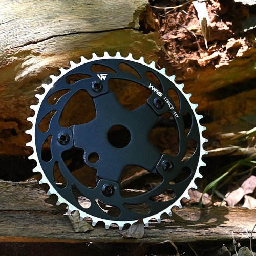 WFS Helix Chainring w/Spider Sprocket 44T 1/8" 110mm BCD 5 Arm Hole Old School BMX, Black, WFS3064-BO