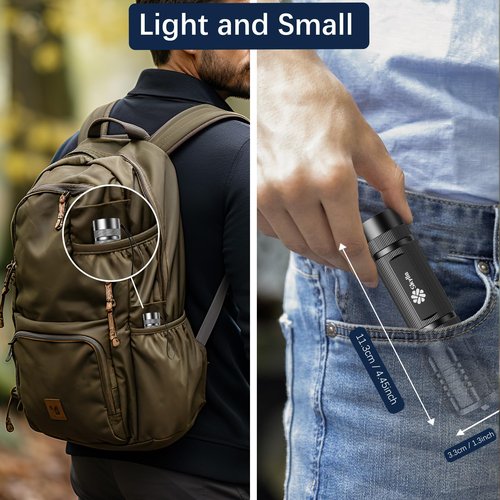 Skylla Flashlight LED Torch Tactical Small Flashlights Powerful high Lumens with 5 Modes Waterproof Flash Light for Home Outdoor Camping Emergency for Student Dorm Essentials Camper Gear (2 Pack)