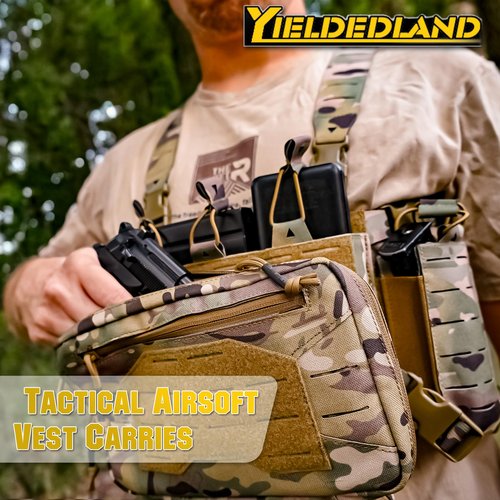 YIELDEDLAND One-Size 1000D Lightweight Tactical Chest Rig with Mag Pouches, Shell Holders, Wing Pouches for Outdoors