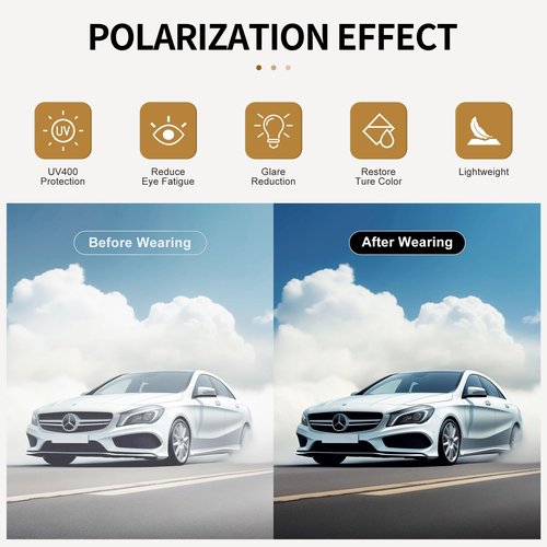 URUMQI Rectangular Sunglasses for Men Square Polarized, TAC UV400 Protection Lens,Pilot Navigator Shades for Driving Golf