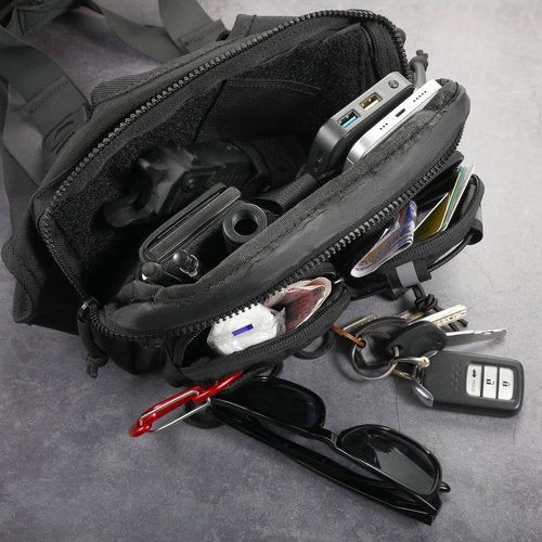 LarKoo Sports Chest Bag & Vest Holster for Men & Women - EDC Pouch Bag Fits Most Pistols, Adjustable IFAK Travel Chest Pack for Running, Hiking, Workouts... (Black)