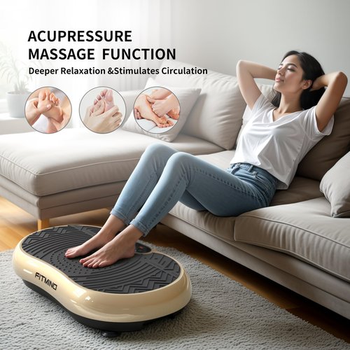FITMIND Vibration Plate Exercise Machine, 24" x 14" Extra-Large Vibration Plate for Lymphatic Drainage, Vibration Plates for Weight Loss, Relaxing, Recovery