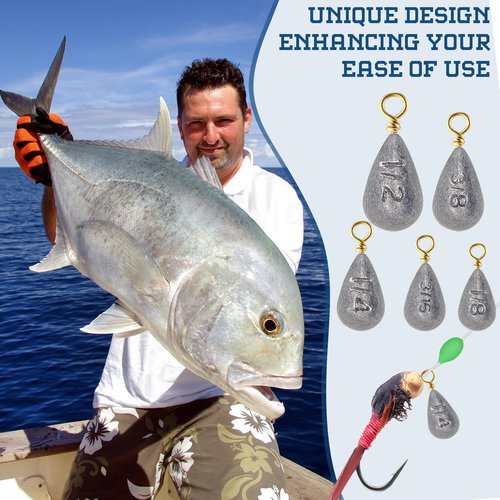 Relaxgiant Bass Casting Swivel Bell Sinkers Fishing Weights Drop Shaped Fishing Sinkers Catfish Weights for Ocean Saltwater Surf Bass Casting Gear Tackle(1/2oz 3/8oz 1/4oz 3/16oz 1/8oz,100pcs/box)