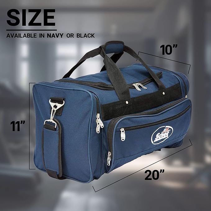 Schiek Sports Deluxe Gym Bag - Nylon Fabric Workout Bag with Adjustable Shoulder Strap