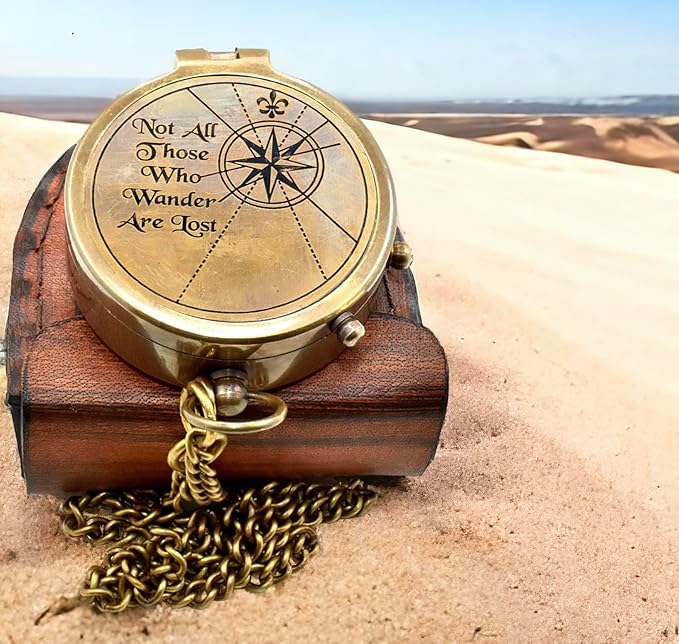 Nautical Pocket Compass Not All Those Engraved Brass Camping Compass Engraved Pocket Compass for Trekking Survival Outdoor Item by SANA Nautical Compass, 5 x 5 x 1.8''