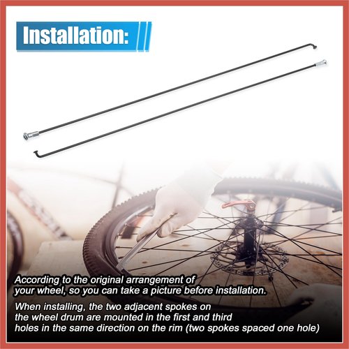 ACROPIX 12pcs 14G J Bend Bicycle Steel Spokes 290mm 11.42" Cycle Spokes with Brass Nipples Steel Spokes for Mountain Bike MTB Car Parts