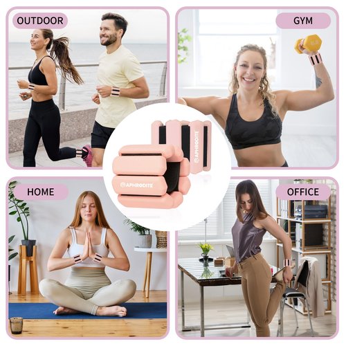 Ankle Weights for Women Men,Adjustable Wrist Arm Leg Weights Set for Home Gym Workout,Pilate,Yoga,Running,Walking, Pool Exercise,Barre,Weighted Bracelet,Set of 2 (1lb Each) (Flesh Pink)