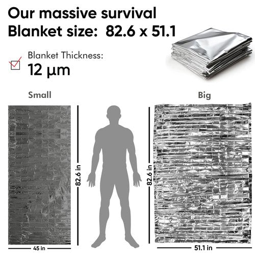 Emergency Mylar Blankets 130*210 Cm Large Reusable Thermal Space Blanket Survival Rescue Insulating Reflective foil kit Outdoors Hiking Camping Blanket First Aid Car Emergency Kit Pack of 10