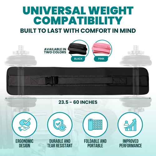 NexFit Hip Thrust Belt for Dumbbells, Kettlebell & Plates – Adjustable Hip Thrust Belt for Weights, Slip-Resistant Glute Trainer | Universal Fit 23.5"-60" Waist, For Gym, Home & Travel Workout