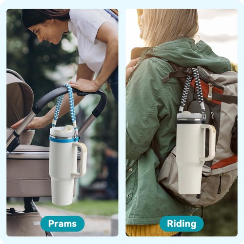 Soledea Water Bottle Handle, Hand-Woven Lanyards Silicone Water Bottle Sling, Carrier, Holder with Strap Compatible 8-40oz Stanley Cup Hydroflask Bottle Accessories-Pink